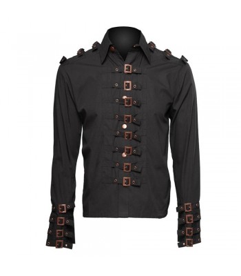 Men Steampunk Buckle Shirt Lots Men Gothic Shirt For Sale 